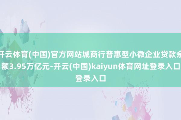 开云体育(中国)官方网站城商行普惠型小微企业贷款余额3.95万亿元-开云(中国)kaiyun体育网址登录入口