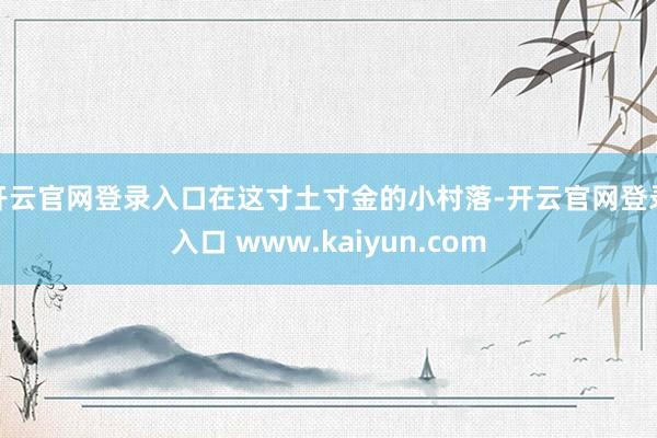 开云官网登录入口在这寸土寸金的小村落-开云官网登录入口 www.kaiyun.com